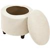 Generic Copri Pouf Rotondo 2 Pezzi Elasticizzati con Coperchio Fodera per Poggiapiedi Morbida Lavabile in Macchina Copertura Ottomana con Fondo Antiscivolo(Cream Color)