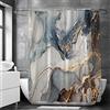 18meng Art Tenda da doccia effetto marmo, 90 x 200 cm, blu verde, grigio, marmorizzata, anti-muffa, impermeabile, in poliestere, lavabile, opaca, con ganci per il bagno