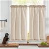 TOPICK Tende a righe in lino con strisce, opache, per cucina, sala da pranzo, bagno, piccola finestra, 65 x 117 cm, marrone su beige