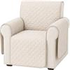 VKZ Copripoltrona 1 Posto con Braccioli, Copridivano 1 Posto Double Face, Telo Copridivano Trapuntato a Rombi, Copri Poltrona Salvadivano per Soggiorno,beige-panna
