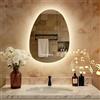 S'AFIELINA Specchio da bagno con illuminazione asimmetrica, 60x45cm Specchio da bagno con illuminazione a touch, antinebbia, orologio, Bluetooth, 3 colori, dimmer, temperatura, IP44.