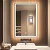 GANPE Specchio da bagno a LED, specchio da trucco da parete, grande specchio moderno senza cornice, anti nebbia+IP44 impermeabile+verticale e orizzontale (90 x 60 cm)