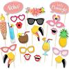 Howaf 21 x Hawaiano Festa Photo Booth Props Hawaiana Accessori Fai da Te Kit Divertente Maschere Occhiali per Luau Tropical hawaiane Decorazione Festa Compleanno Matrimonio