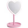 MIJOMA Specchio cosmetico a LED a forma di cuore rosa con pulsante touch