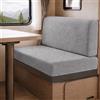 Hearda Copricuscini per Camper 2 Pezzi, Fodere Elasticizzate Jacquard per Cuscini Dinette RV Caravan, Coprischienale e Copricuscino Roulotte, Grigio Chiaro