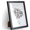 M MERCEO Cornice portafoto 18 x 24 cm, in legno MDF, singola o set, con vetro acrilico, per foto e poster, montaggio a parete o da tavolo, formato verticale e orizzontale, 1 pezzo, colore: nero