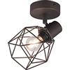 meineWunschleuchte NARDA Paralume in rete effetto ruggine, riflettore a una fiamma, SP1CAGE01S, Faretto da soffitto da parete, gabbia vintage