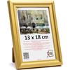 3-B - Cornice portafoto modello Mori in oro - 13 x 18 cm - con vetro acrilico