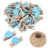 SKYPRO 25 mollette da bucato a forma di cuore in legno, multicolore piccole mollette con cuore, clip per foto a forma di cuore da 3 cm, minuscole spille con stringa per esporre foto