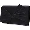 iXebella Pochette da sera in raso da donna per feste formali balli di fine anno matrimoni Nero Small