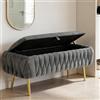 TerraVibe Pouf con vano portaoggetti, pouf con vano portaoggetti, panca da corridoio, panchina di immagazzinaggio, portata fino a 300 kg, panchina per soggiorno, corridoio, camera da letto (grigio)