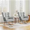 Ckaff Set di 2 Sedia a Dondolo, Poltrona a Dondolo Allattamento Poltrona Imbottita Relax con Braccioli Schienale Gambe in Legno per Cameretta bambini Camera da Letto Soggiorno Balcone, Grigio