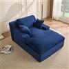 Litbird Divano Lounge 160 cm con Braccioli, Velluto a Coste (Blu navy)