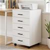anrekl Cassettiera Scrivania con 5 Cassetti, 4 Ruote con Blocco, Cassetto Sotto Scrivania per Ufficio, Stampante e Documenti, Soggiorno, Camera da Letto, 40×40×69cm, Bianco