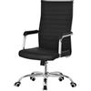 ML DESIGN modern living ML-Design Sedia da Ufficio Ergonomica Nero, in Similpelle, Regolabile in Altezza con Braccioli, Struttura in Acciaio Cromato, Funzione Oscillante, Poltrona Girevole da Scrivania, Poltroncina da PC