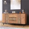 MURUL Credenza mobile TV con ripiani regolabili, cassettiera, armadio verticale, 3 cassetti, per soggiorno, vintage, sala da pranzo, camera da letto, marrone, 140 cm