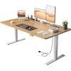 HLFURNIEU Scrivania Regolabile in Altezza, 160 x 80 cm, Scrivania Motorizzata, con Prese, Porte USB, 2 Controlli Memoria, Standing Desk Colore Legno