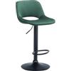 CLP Sgabello Camden I Rivestimento in velluto I Girevole, Colore:verde, Materiale base:Metallo nero opaco