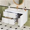 NADEUSAK - Mobile da bagno a parete, bianco 91,5×46,5×50,5 cm, vano portaoggetti sulla porta, due cassetti con guide estraibili silenziose, lavabo in ceramica