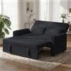 JUMMICO Divano Letto 2 Posti in Velluto Divano Matrimoniale Prontoletto Estraibile con Schienale Regolabile in 5 Posizioni per Soggiorno, Camera da Letto o Ufficio, 70P x 140L x 100H cm, Nero Bluastro