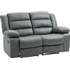 HOMCOM Divano 2 Posti Reclinabile di 135° e Imbottito con Schienale Diviso e Poggiapiedi Incluso, in Pelle PVC e Acciaio, 168x98x102 cm, Grigio