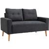 HOMCOM Divano 2 Posti Moderno in Stile Nordico con Schienale Trapuntato, in Poliestere e Legno, 145x76x88 cm, Grigio scuro