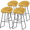 ML DESIGN modern living ML-Design Set di 4 Sgabelli da Bar Senape, Rivestimento in Tessuto, 75 cm, con Struttura in Metallo, Schienale Curvo, Poggiapiedi, Poltrone Ergonomiche da Bar, Sedie Alte da Cucina Bistrot o Bancone