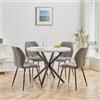 DEYARNA HOME Tavolo da Pranzo Moderno di Metà Secolo con 4 Sedie in Tessuto di Lino - Design Elegante con Gambe in Metallo Massiccio, Ideale per la Cucina e la Sala da Pranzo (Bianco/Nero+Grigio)