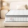 HOMCOM Materasso 90 x 190 cm, materasso a molle insacchettate, in schiuma di memoria al gel rinfrescante, spessore 20 cm, supporto in 7 zone, certificato Oeko-Tex, durezza media