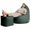 Avalon - Puff Poltrona Sacco Gigante con Poggiapiedi Jive Deluxe Sfoderabile, Pouf di Qualità Sartoriale, Bean Bag per Sedersi Ergonomico, Tessuto Antistrappo Impermeabile, Made in IT (Verdone)