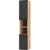 Planetmöbel Mobili da bagno - Mobile da bagno stretto | mobile alto LUX 30 x 165 x 32 cm, mobile da bagno rovere dorato/antracite