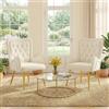 Hellove Poltrona e Poltroncina Salotto, Set di 2 Poltrone Moderne in Pelle - Sedia Poltrona e Sedia Trucco - Poltrona Camera da Letto con Piedini Oro - Poltroncina da Camera per Relax, Beige