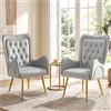 Hellove Poltrona e Poltroncina Salotto, Set di 2 Poltrone Moderne in Vellut -Sedia Poltrona e Sedia Trucco-Poltrona Camera da Letto con Piedini Oro - Poltroncina da Camera per Relax, Grigio
