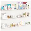 BAKAJI Set 6 Mensole in Acrilico da Parete Design Moderno, Scaffalatura a Muro Multiuso, Scaffale Organizer Camera da Letto, Soggiorno, Cucina, Bagno, Libreria Salvaspazio 38x5x4.8cm (Trasparente)