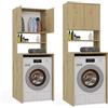 BDW Pola Multi - Armadietto da bagno sopra lavatrice, 64 x 180 x 64 cm, con ripiani, armadietto alto, mobile da bagno (rovere Artisan)