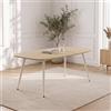 JIEXI Tavolo da pranzo moderno in legno MDF rettangolare con gambe in metallo, finitura in legno naturale, 120 x 70 x 75 cm, per 4-6 persone