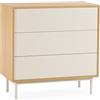HOMN LIVING Cassettiera Cuzco 3 cassetti, effetto rovere/grigio, 80 cm (larghezza) x 40 cm (profondità) x 80 cm (altezza)