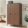 [en.casa] Armadio con 3 Ante e 4 Scomparti 191x120x52 cm Effetto Noce