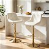 Relbiety Set di 2 Sgabelli da Bar Velluto,Altezza Regolabile,Crema | Sgabelli da cucina con schienale,Moderni Design,Girevole a 360°,Piedi in Metallo Dorato,Per Cucina,Bar,Bancone