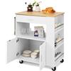 KOMFOTTEU Carrello da Cucina con 3 Ripiani per Spezie, Isola da Cucina, Carrello da Portata su Ruote, Trolley da Cucina con Vano Portaoggetti Aperto e Cassetto, Bianco, 82x46x92cm (Bianco e Naturale)