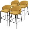 ML DESIGN modern living ML-Design Set di 4 Sgabelli da Bar Senape con Rivestimento in Tessuto, Altezza 76 cm, Struttura in Metallo, con Schienale Arrotondato e Poggiapiedi, Sedia Alta Imbottita da Cucina, Sgabello da Isola