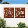 Generico Decorazioni Muro Giardino 2 pz 55x55 cm Rosa in Acciaio Corten,Arte,Poster, Stampe e opere decorative-824507