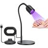 AiQInu Lampada UV per Unghie, Lampada LED Manicure Mini Nera, Portatile con Collo Flessibile a Cigno & Interruttore a Pedale, 3M Cavo, USB