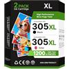 Tiorumcs 305 XL 305XL Compatibile con Cartucce HP 305 Nero e Colore per HP 305 XL per HP DeskJet 2810E 2820E 2720e 2721e 4100e 4120e 4130e 4220E per Envy 6020E 6030E 6420E 6430E (Nero, Tri-Colore)