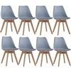 DEYARNA HOME Set di 8 Sedie da Pranzo Moderne con Cuscino in Tessuto Imbottito, Sedie da Cucina Scandinave con Gambe in Legno di Faggio (Grigio)