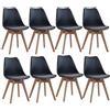 DEYARNA HOME Set di 8 Sedie da Pranzo Moderne con Cuscino in Tessuto Imbottito, Sedie da Cucina Scandinave con Gambe in Legno di Faggio (Nero)