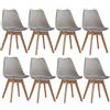 DEYARNA HOME Set di 8 Sedie da Pranzo Moderne con Cuscino in Tessuto Imbottito, Sedie da Cucina Scandinave con Gambe in Legno di Faggio (Marrone)