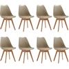 DEYARNA HOME Set di 8 Sedie da Pranzo Moderne, Sedie Imbottite per la Sala da Pranzo, Sedie da Cucina Scandinave con Gambe in Legno di Faggio (Marrone)