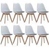 DEYARNA HOME Set di 8 Sedie da Pranzo Moderne con Cuscino in Tessuto Imbottito, Sedie da Cucina Scandinave con Gambe in Legno di Faggio (Bianco)