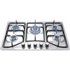 IsEasy Piano Cottura a Gas 5 Fuochi Inox, 77cm Piano Cottura a Incasso, Per Gas Naturale/Propano, Sicurezza Tramite Termocoppia(Dimensioni di taglio: 73 x 48 cm)
